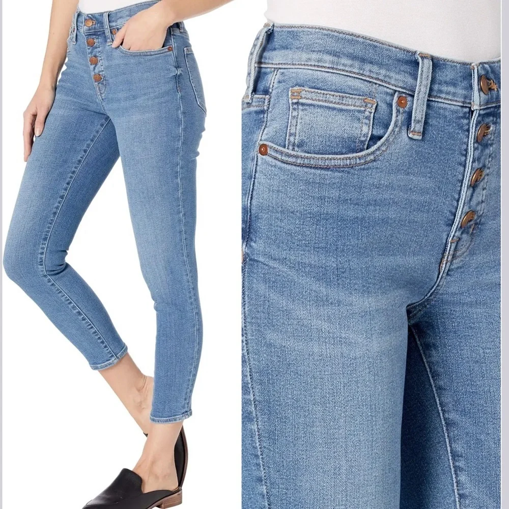 MADEWELL 9" Mid-Rise Skinny Crop Jeans with Button-Front, size 26 - Picture 12 of 12